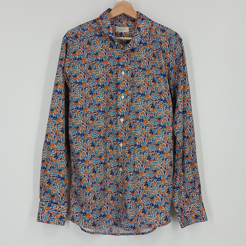 Eton Slim Fit Cotton Floral Dress Shirt